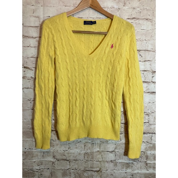 Polo Ralph Lauren Sweater Womens Medium Merino Wool & Cashmere Preppy Cable Knit - Picture 1 of 16